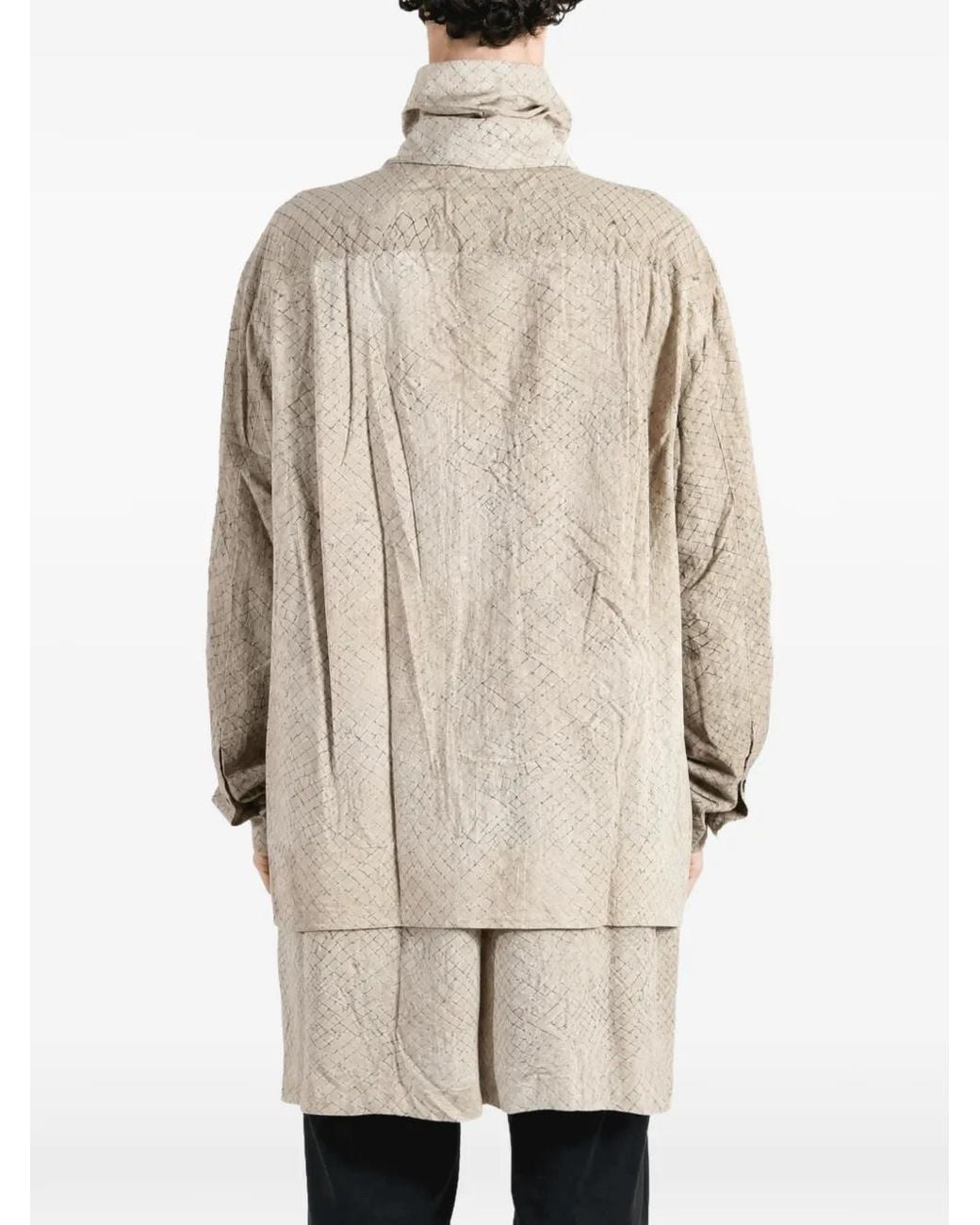 Ziggy Chen Natural Grid-Pattern Layered Coat for men