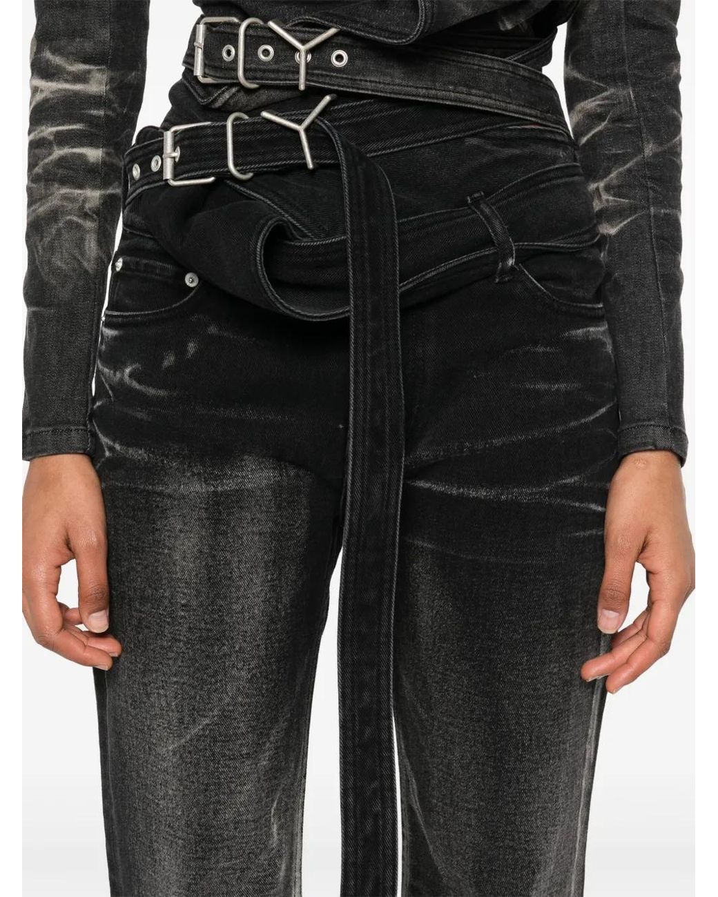Y. Project Black Wrap Belt Jeans