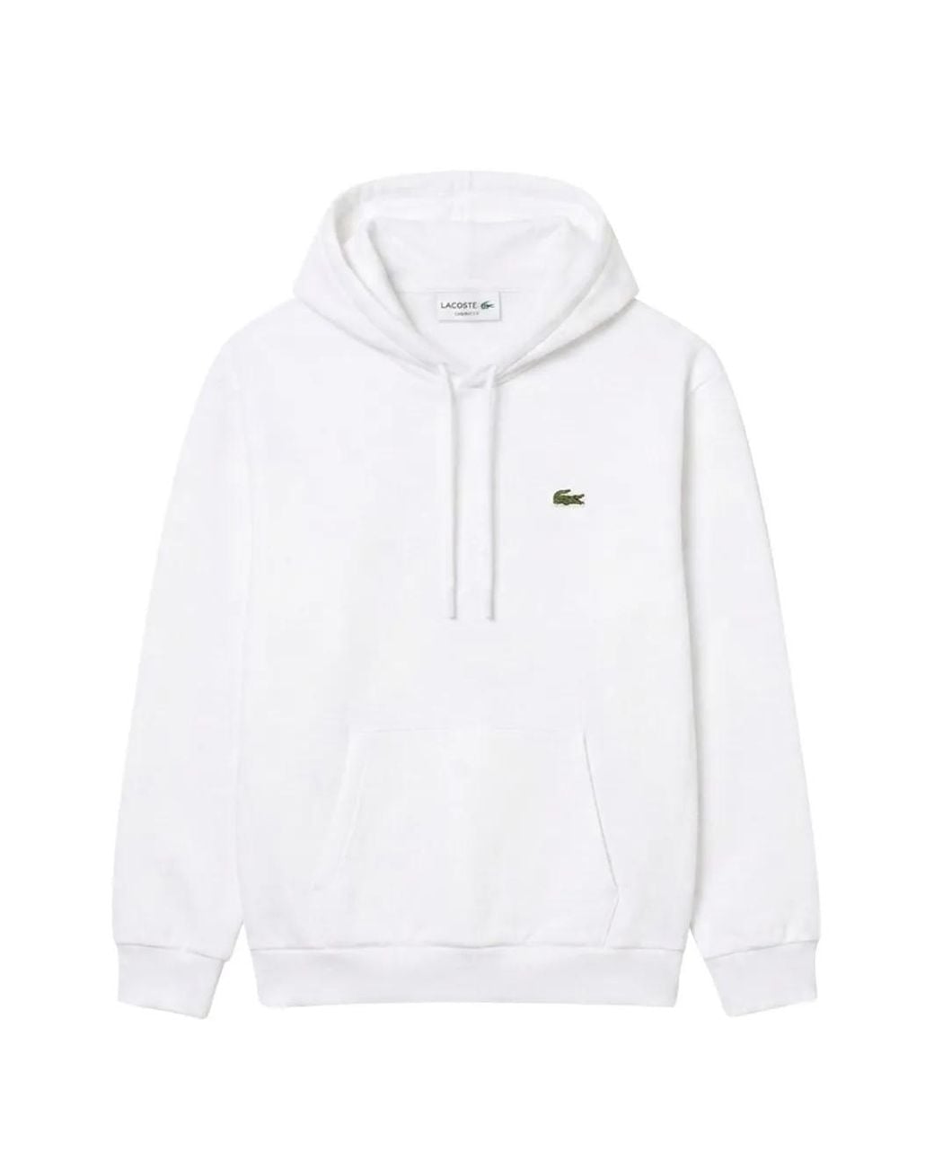 Lacoste White Logo-Patch Drawstring Hoodie for men