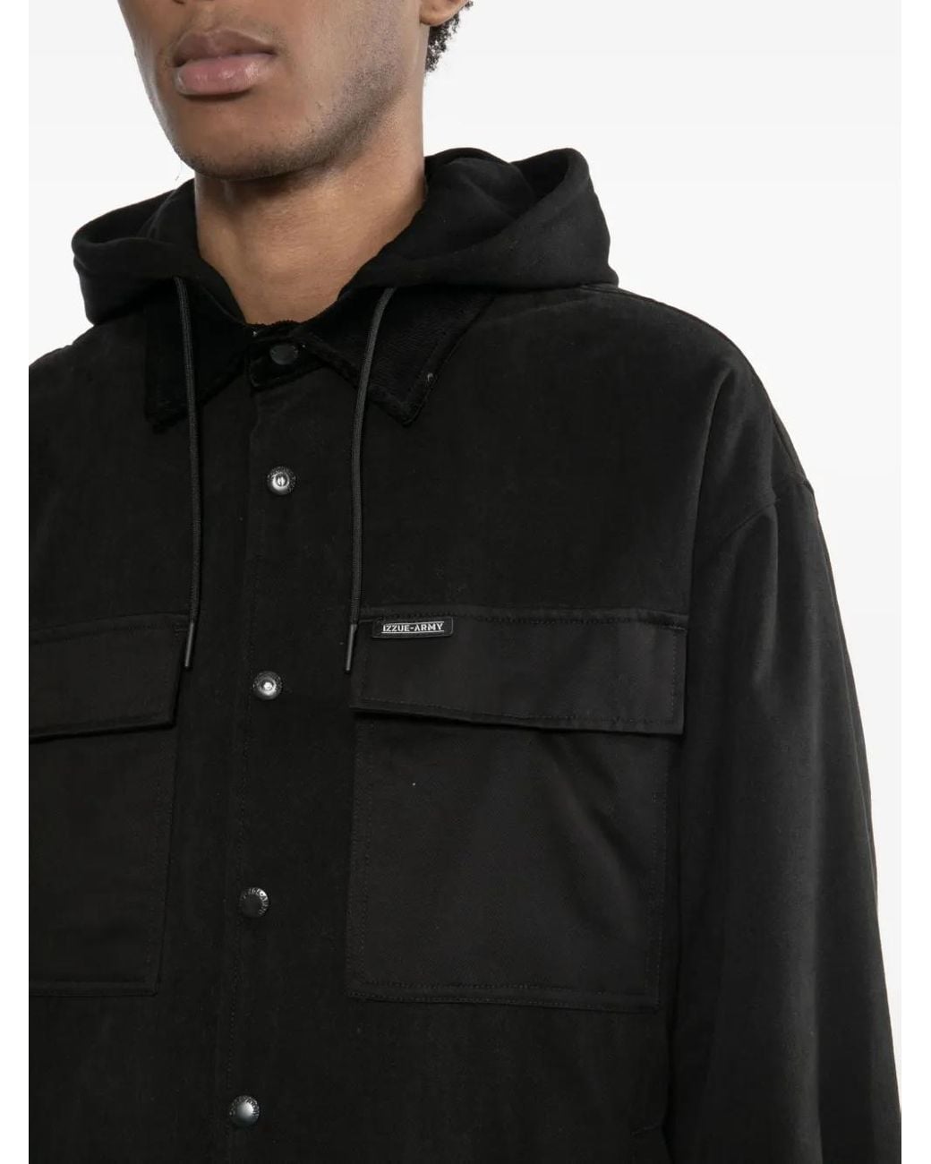 Izzue Black Logo-Patch Jacket for men