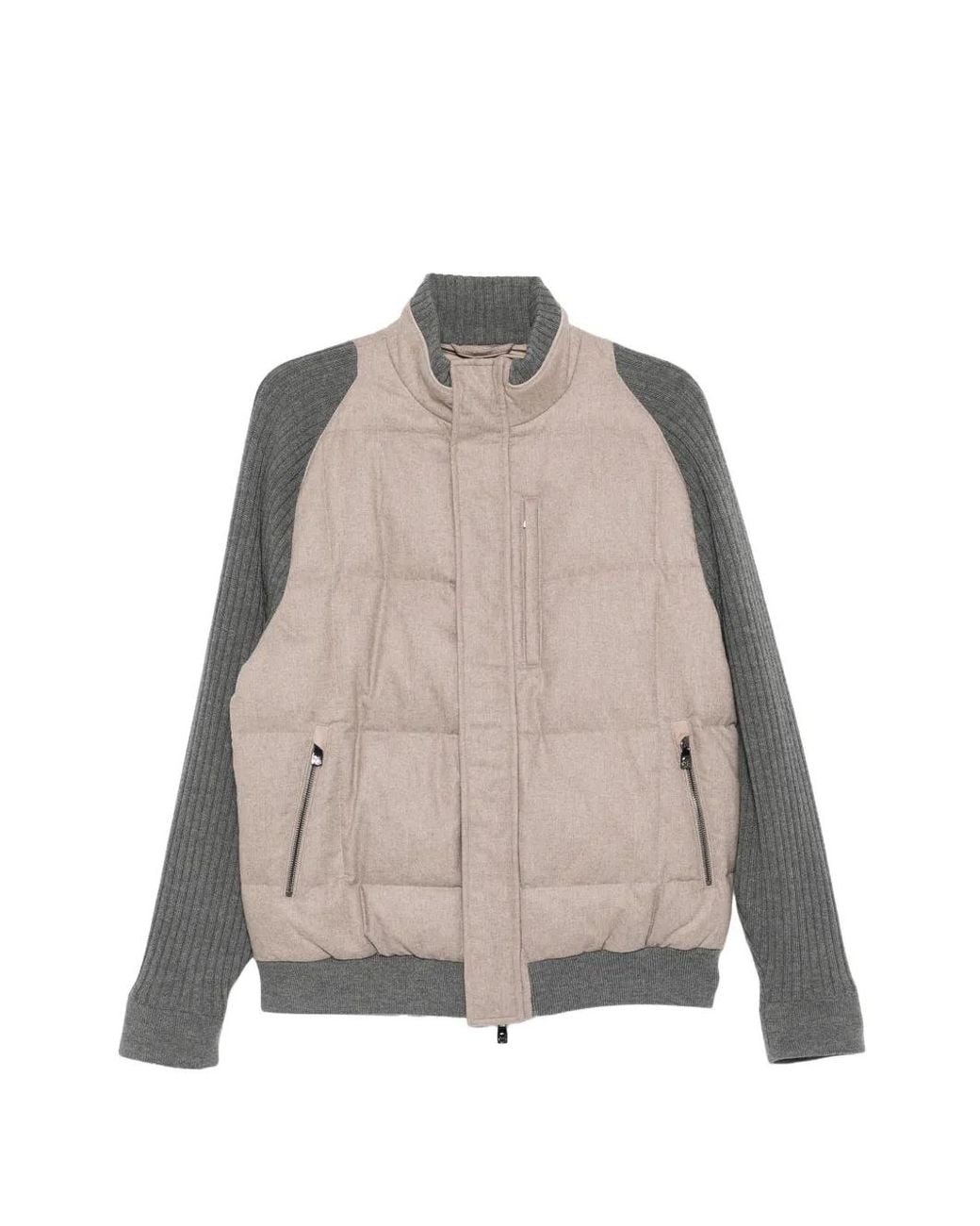Giacca Con Inserti di Corneliani in Natural da Uomo