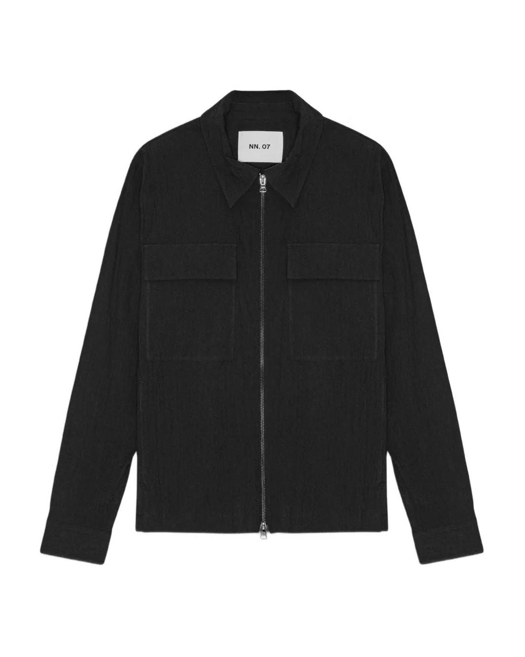 NN07 Black Alban Zip-Front Overshirt for men