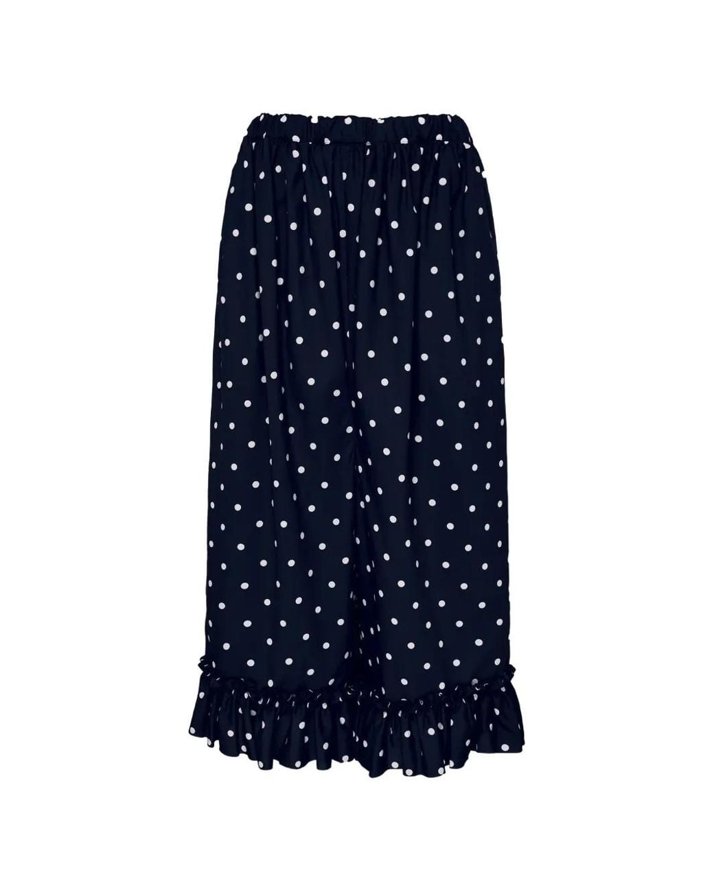 Comme des Garçons Blue Polka-Dot Ruffled Trousers