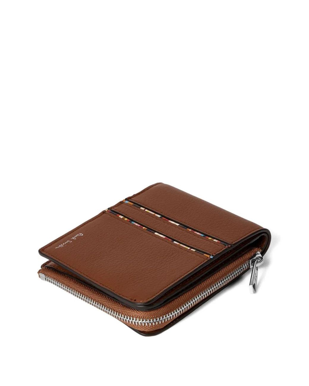 Paul Smith Brown Zip-Around Multi-Stripe Wallet for men