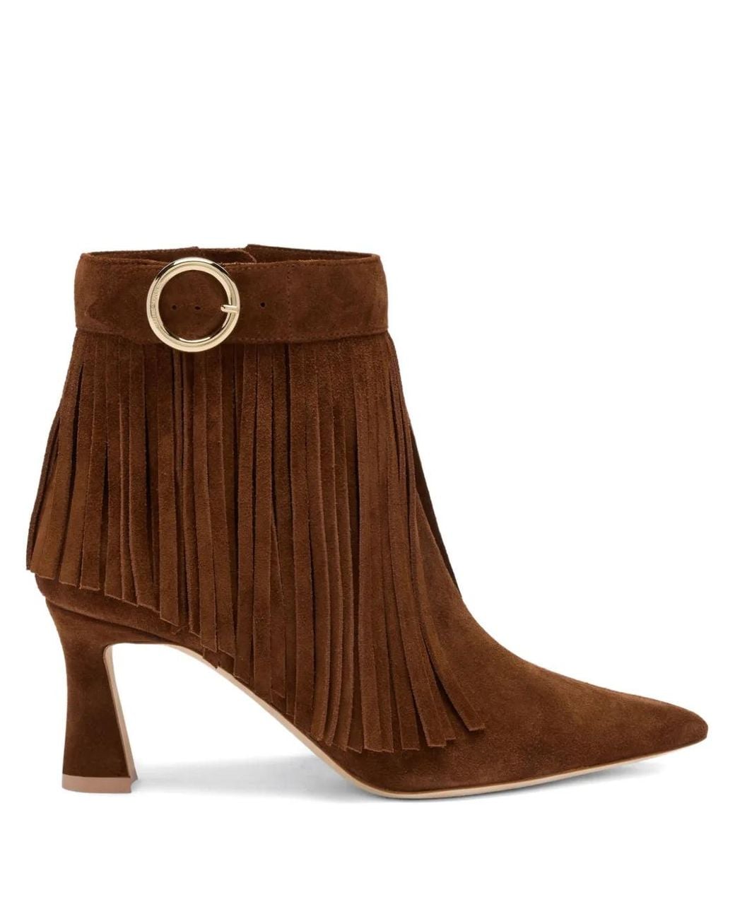 Malone Souliers Brown Suede Fringed Donni Heeled Ankle Boots 70
