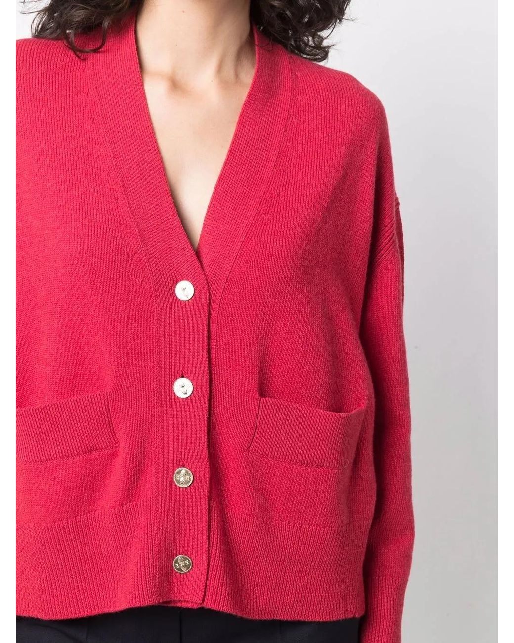 Barrie Pink V-Neck Cashmere Cardigan