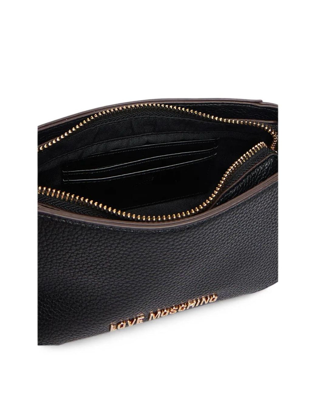 Love Moschino Black Buckle-Detail Grained Crossbody Bag
