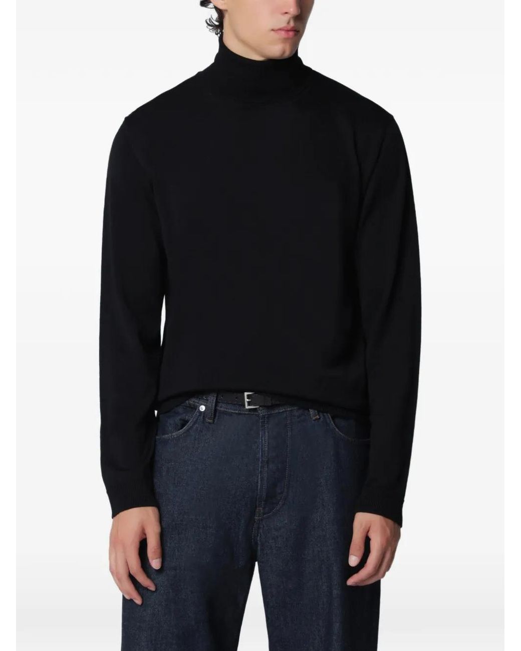 Roberto Collina Blue Roll-Neck Wool Sweater for men
