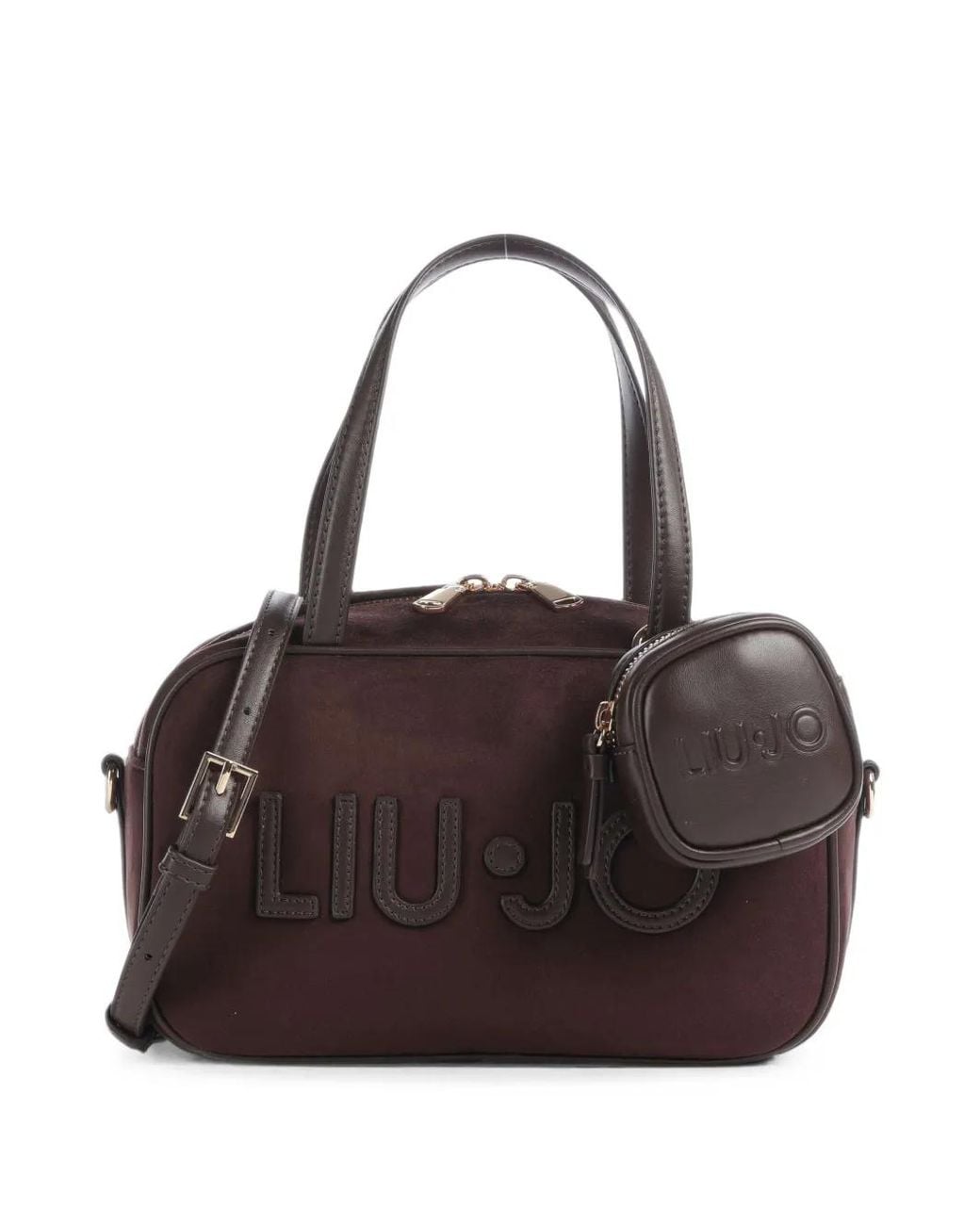 Liu Jo Brown Logo-Patch Pouch-Detail Tote Bag