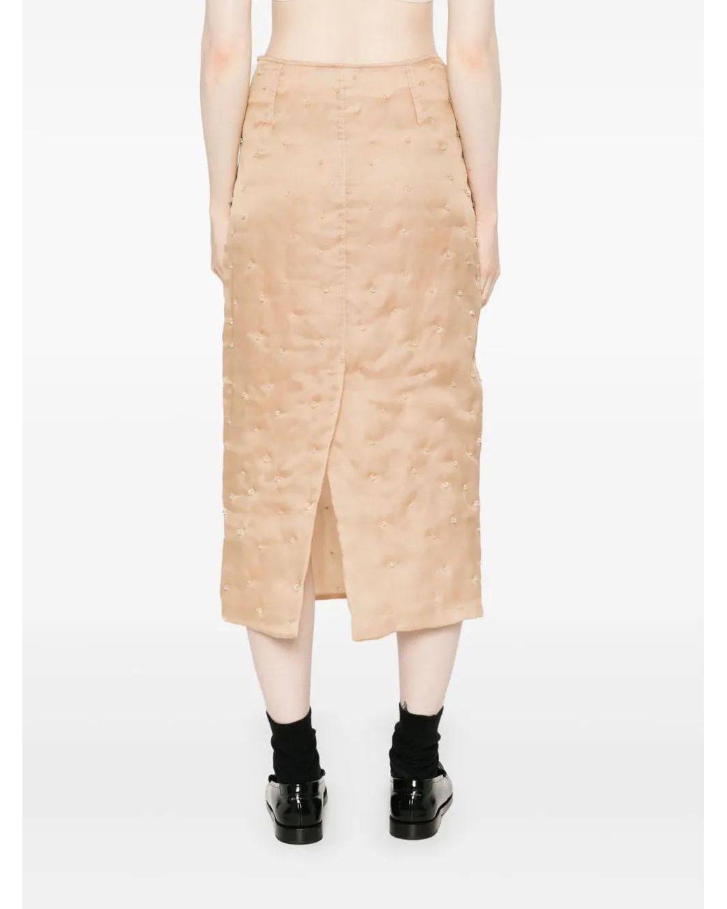 Fabiana Filippi Natural Bead-Detailing Midi Skirt