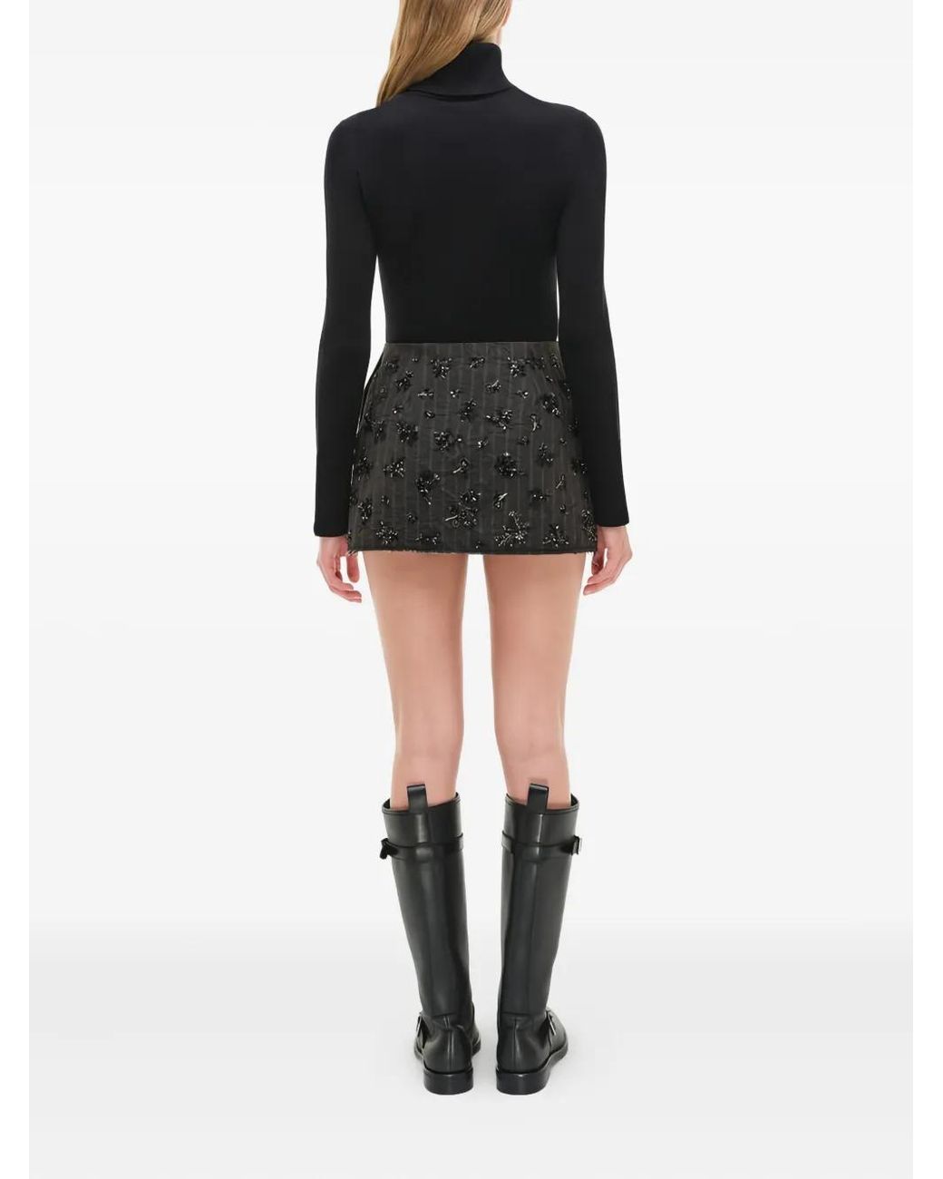 Jonathan Simkhai Black Striped Embellished Mini Skirt