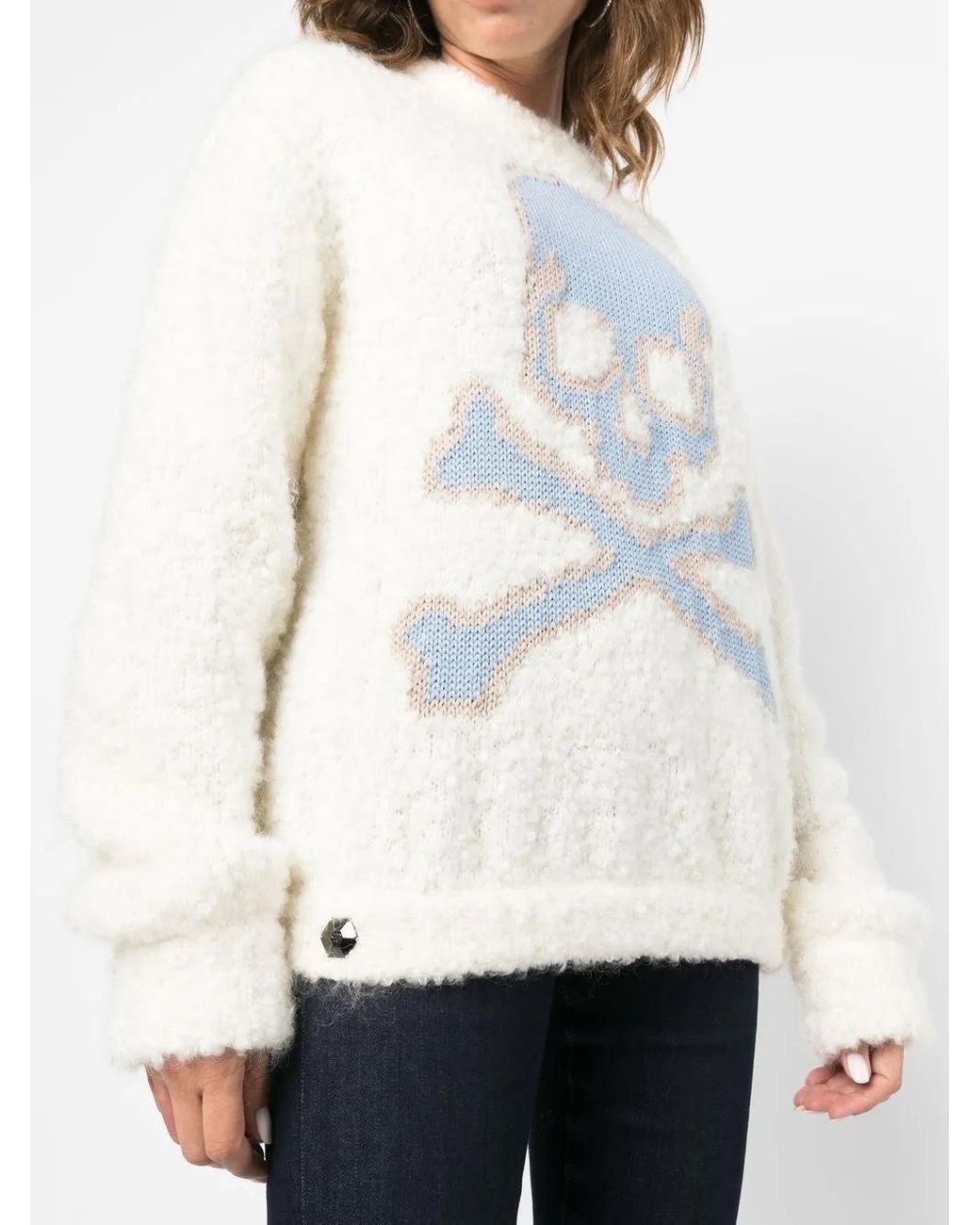 Pull Skull Bones En Maille Philipp Plein en coloris White