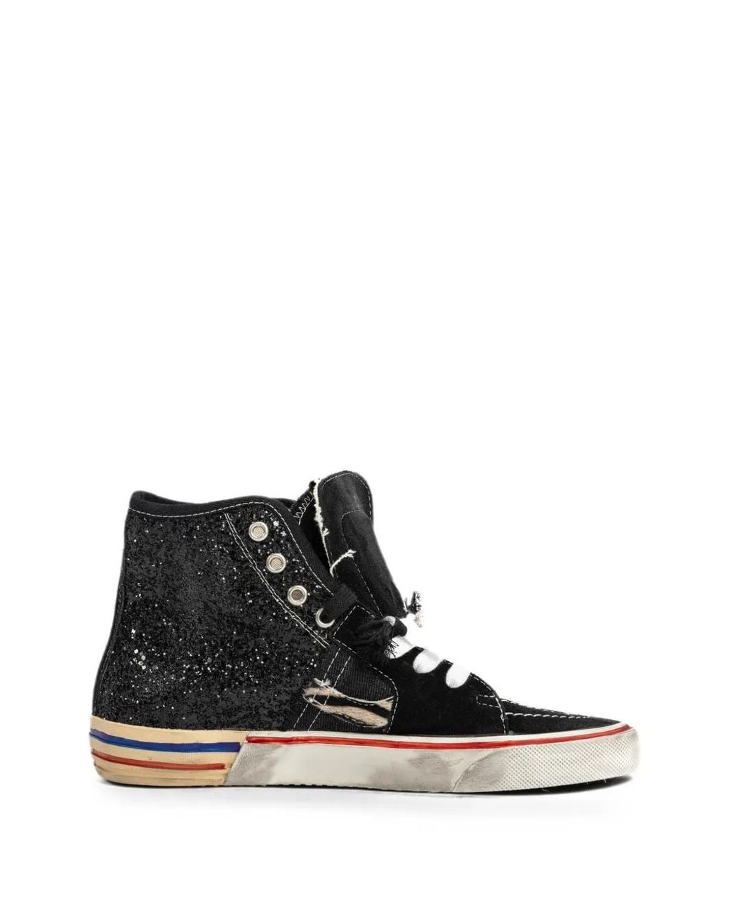 Paul Esterlin Black Calystar Glitter-Embellished High-Top Sneakers
