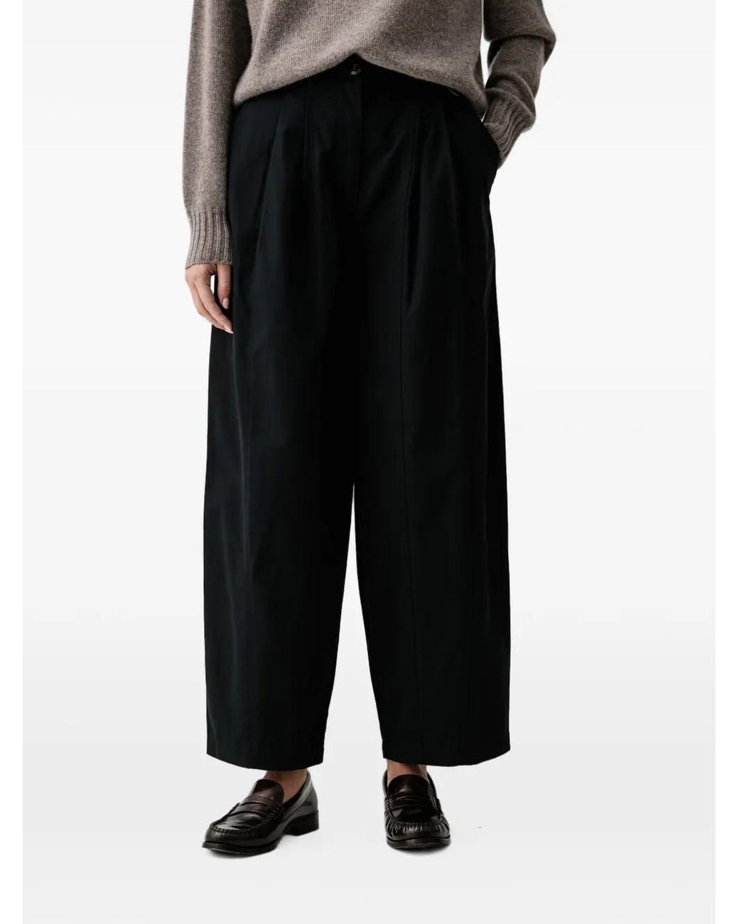 Barbour Black Glynis Pleated Wide-Leg Jeans