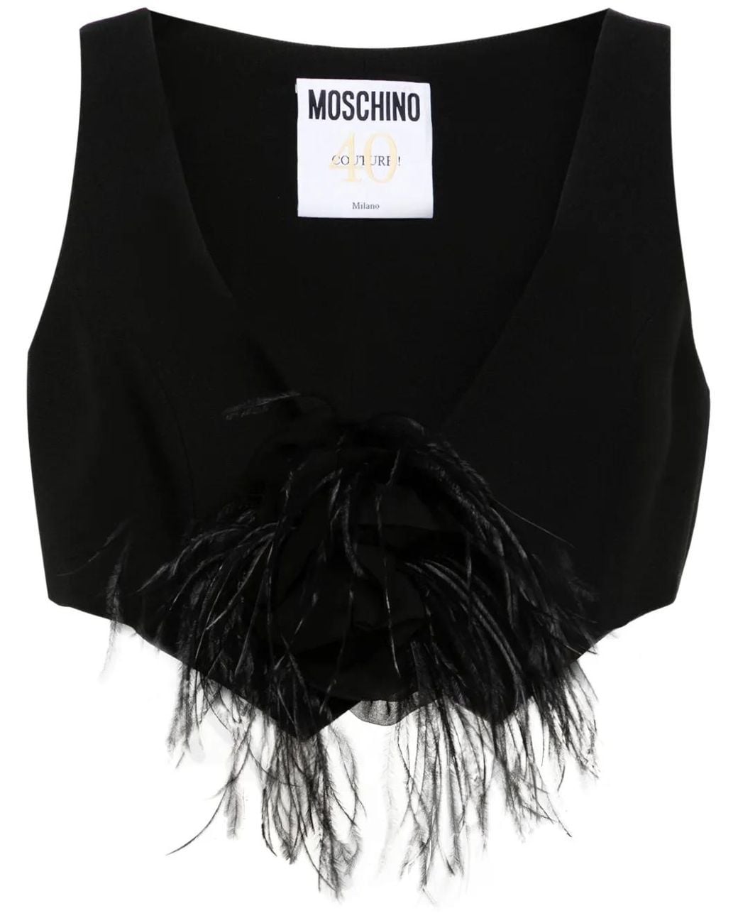 Moschino Black Floral-Appliqué Top