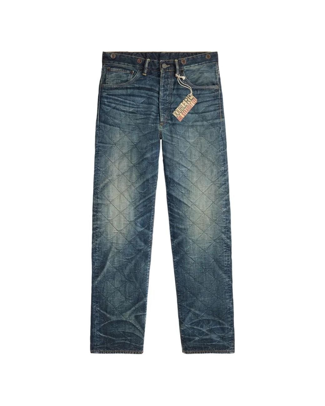 RRL Blue Quilted Straight-Leg Jeans for men