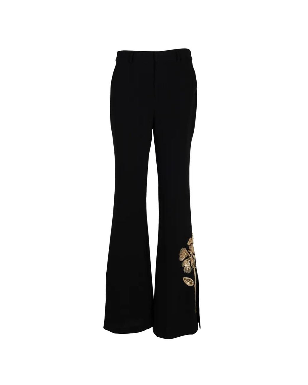 Cinq À Sept Black Gilded Peony Jaxyn Trousers