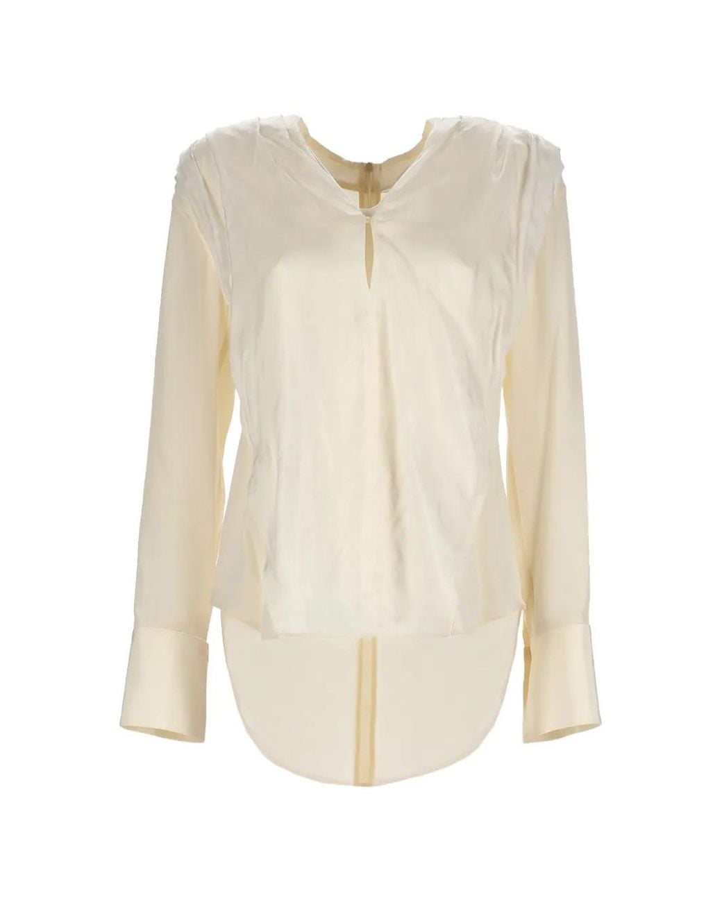 Victoria Beckham White Silk Long-Sleeve Top