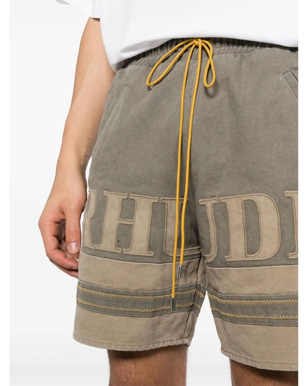 Rhude Natural Logo-Appliqué Cotton Shorts for men