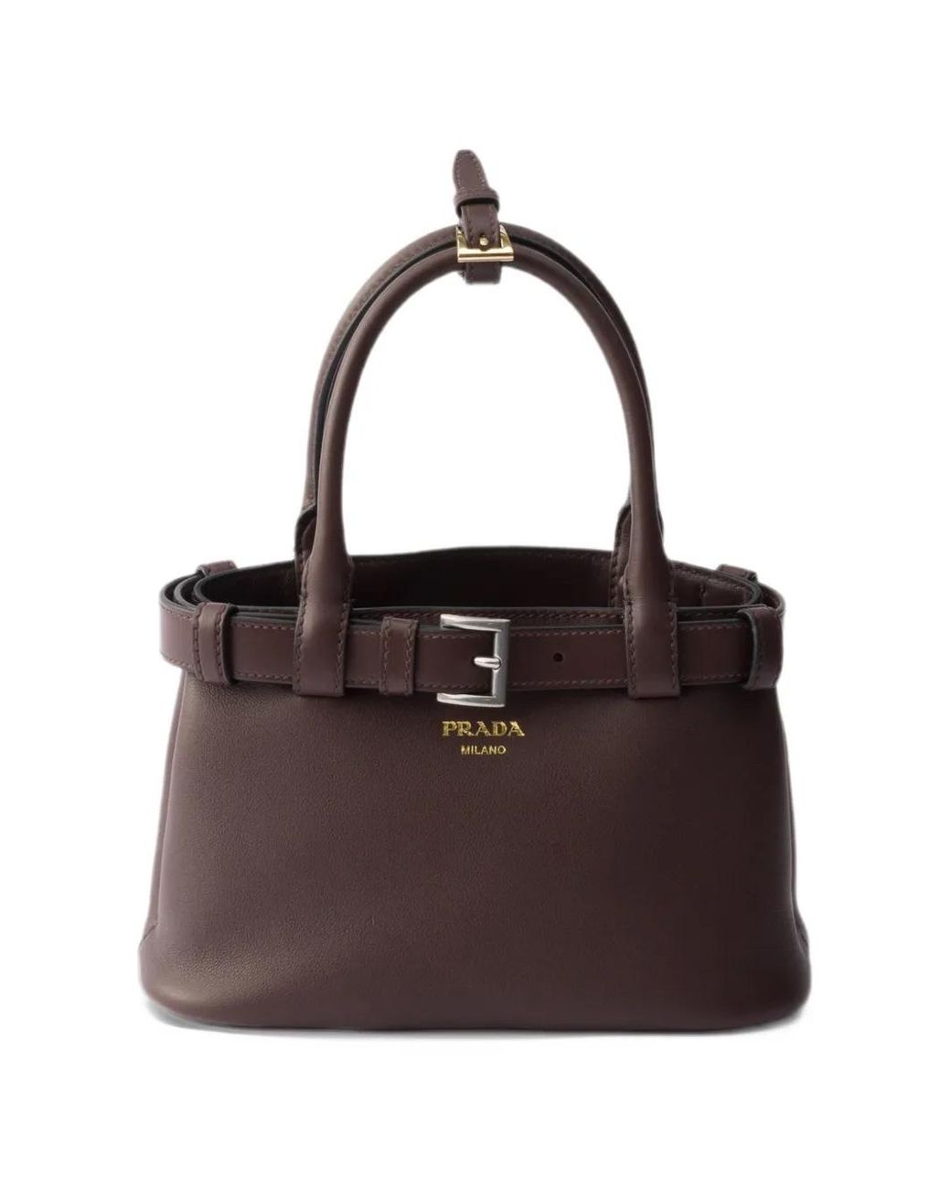 Prada Purple Buckle Small Leather Bag With Belt