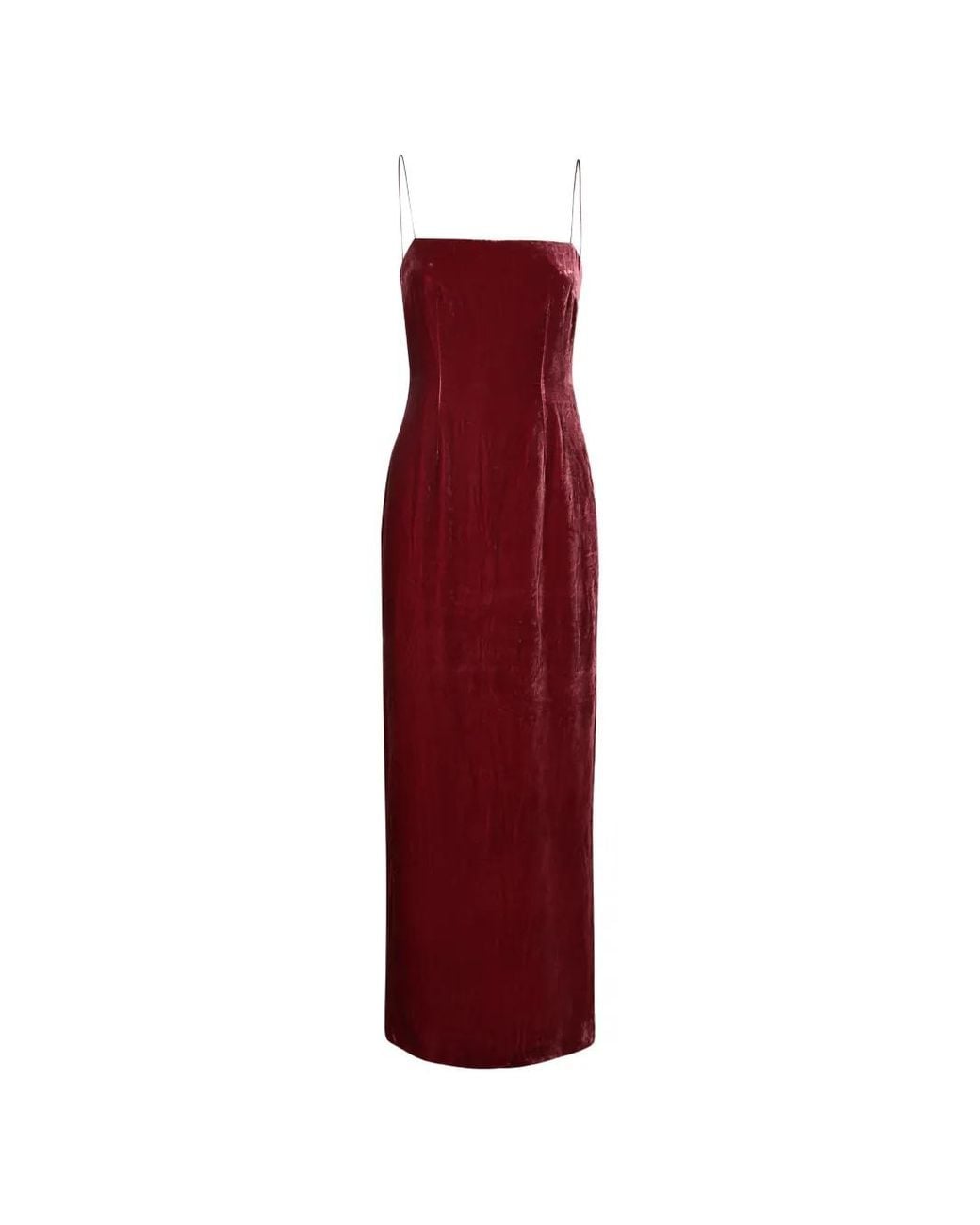 ROTATE BIRGER CHRISTENSEN Red Silk Velvet Strap Dress Dark