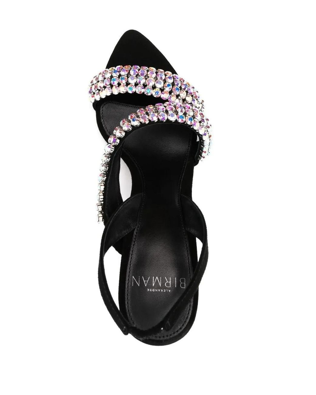 Alexandre Birman Black Crystal-Embellished Leather Sandals