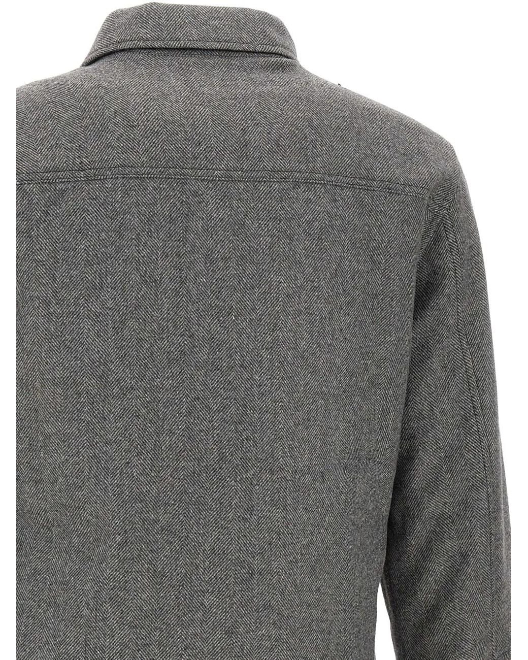 Woolrich Gray Herringbone Chest-Pocket Jacket for men