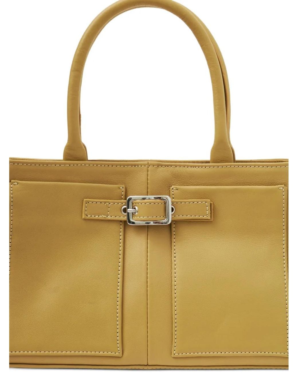 GIMAGUAS Metallic Buckle-Detail Leather Tote Bag