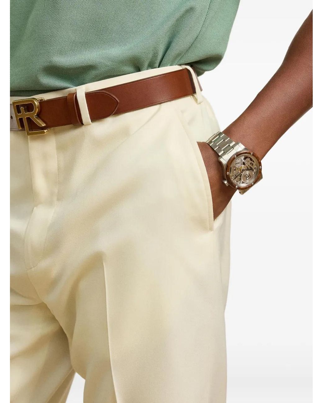 Ralph Lauren Natural Gregory Preased Crease Trousers for men