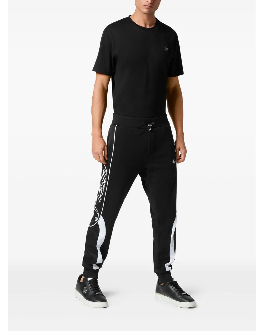 Philipp Plein Black Jersey Track Trousers for men