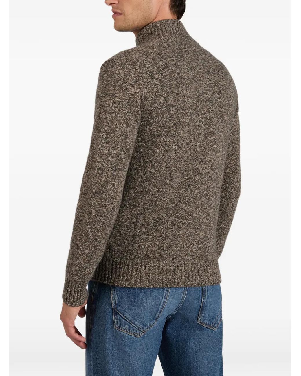 Zanone Brown Geelong Wool Cardigan for men