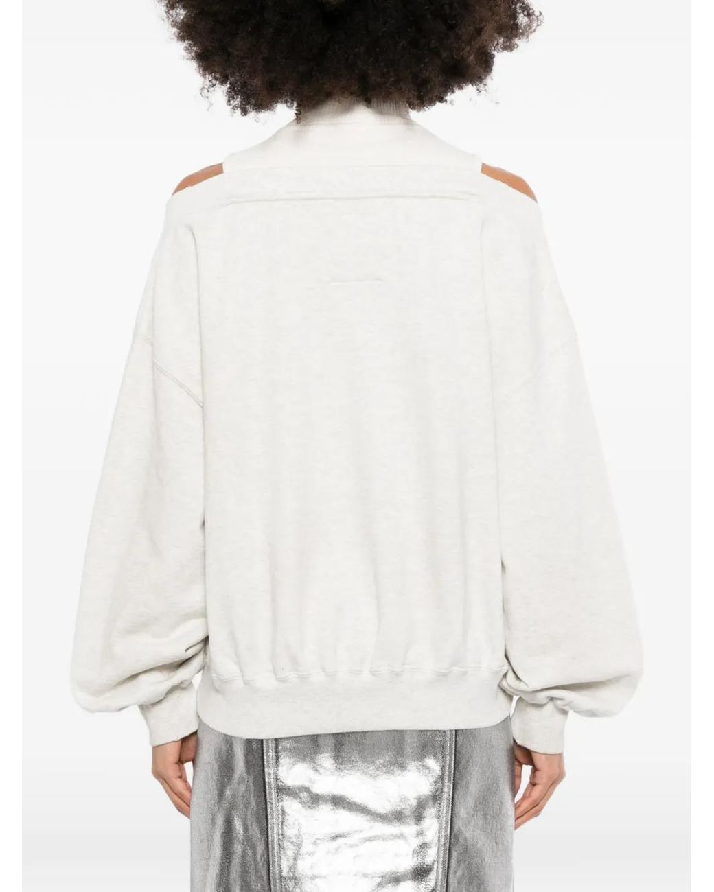 Maison Mihara Yasuhiro White Cold-Shoulder Layered-Effect Sweater