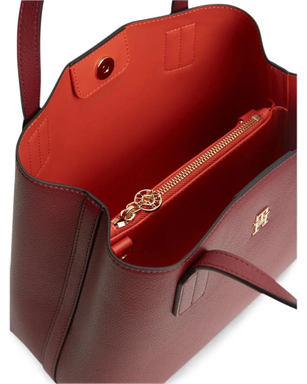 Tommy Hilfiger Red Logo-Plaque Tote Bag