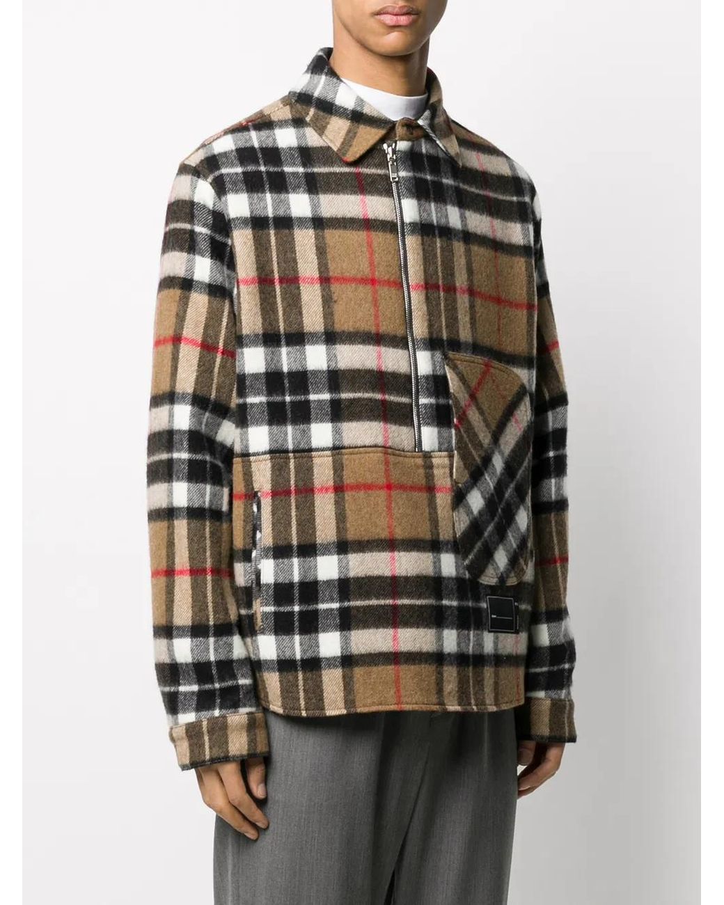 we11done Multicolor Checked Half-zip Wool Shirt