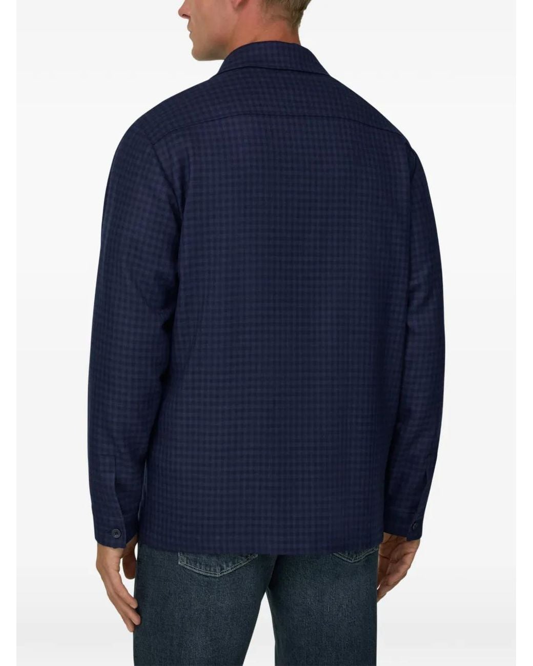 Boggi Blue Shacket Patterned Wool for men
