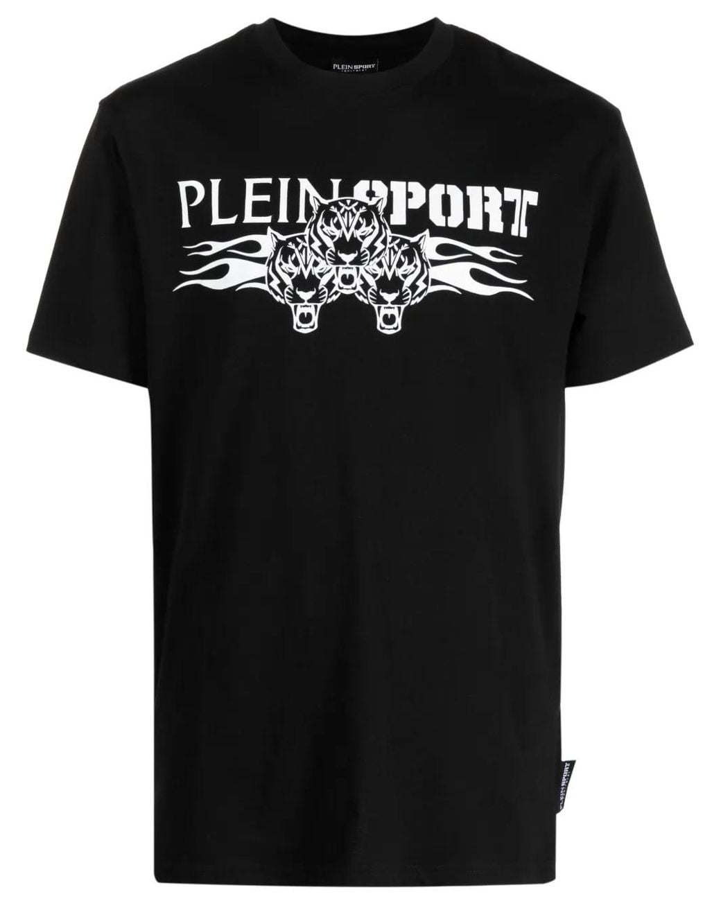 Philipp Plein Black Logo Tiger-Print T-Shirt for men