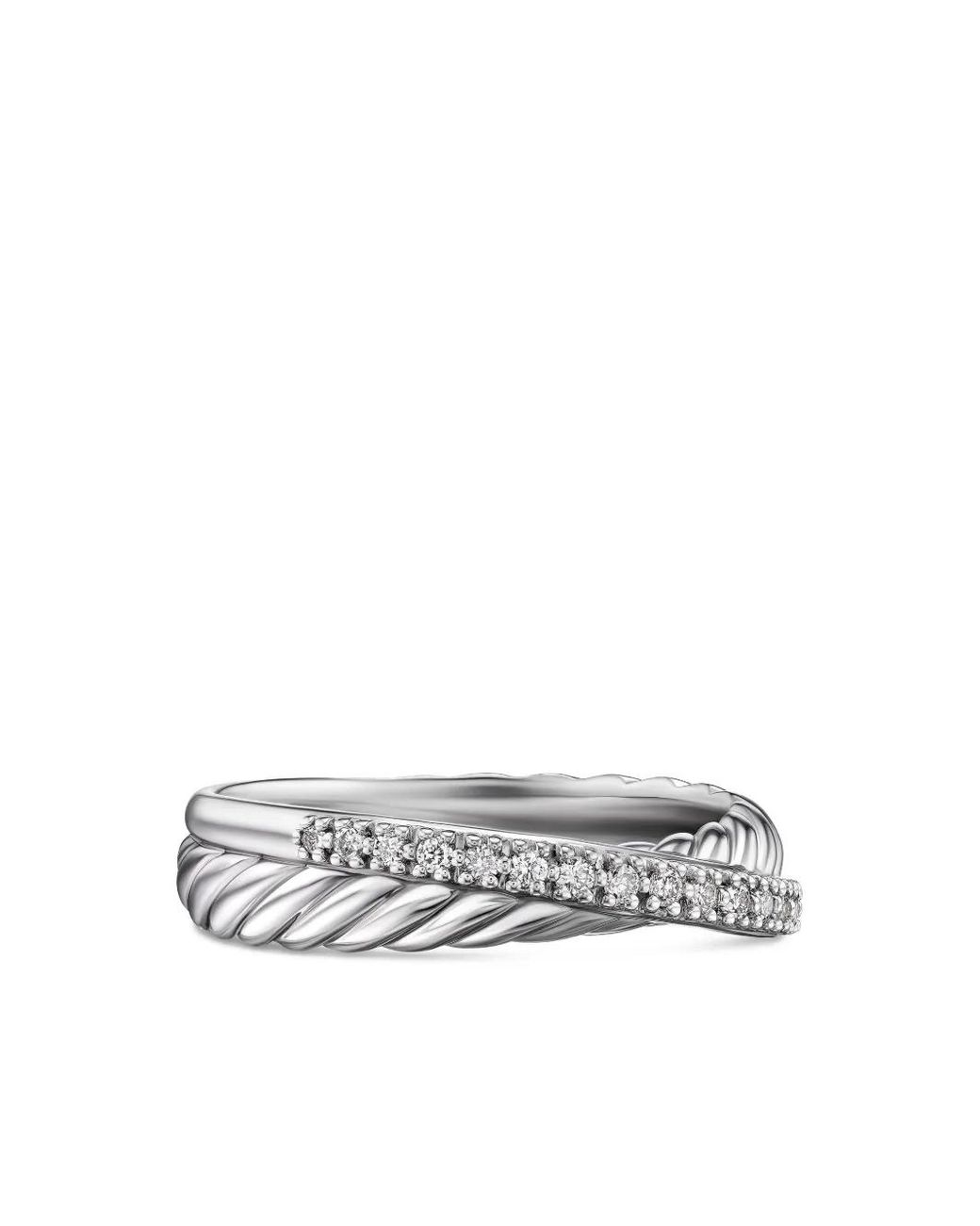 David Yurman Metallic Sterling Crossover Diamond Ring (5.3Mm)
