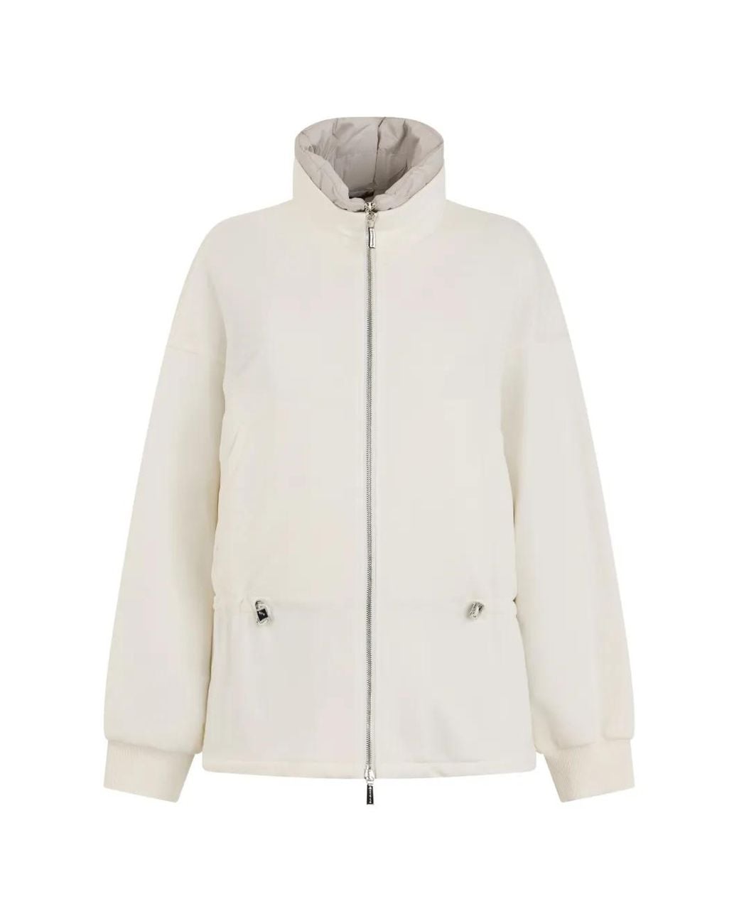 Moorer White Veste Bomber À Col Montant