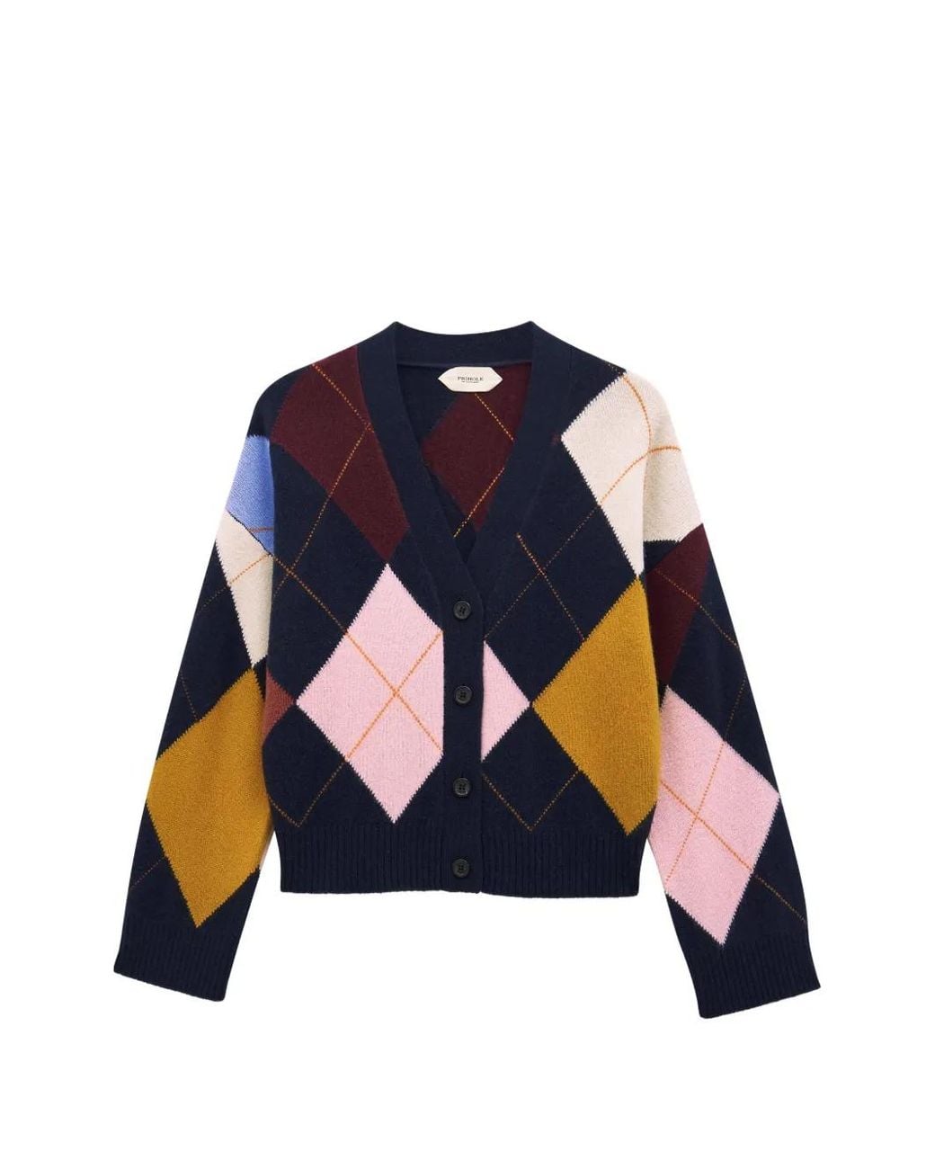 Pringle of Scotland Blue Argyle Buttoned Cardigan