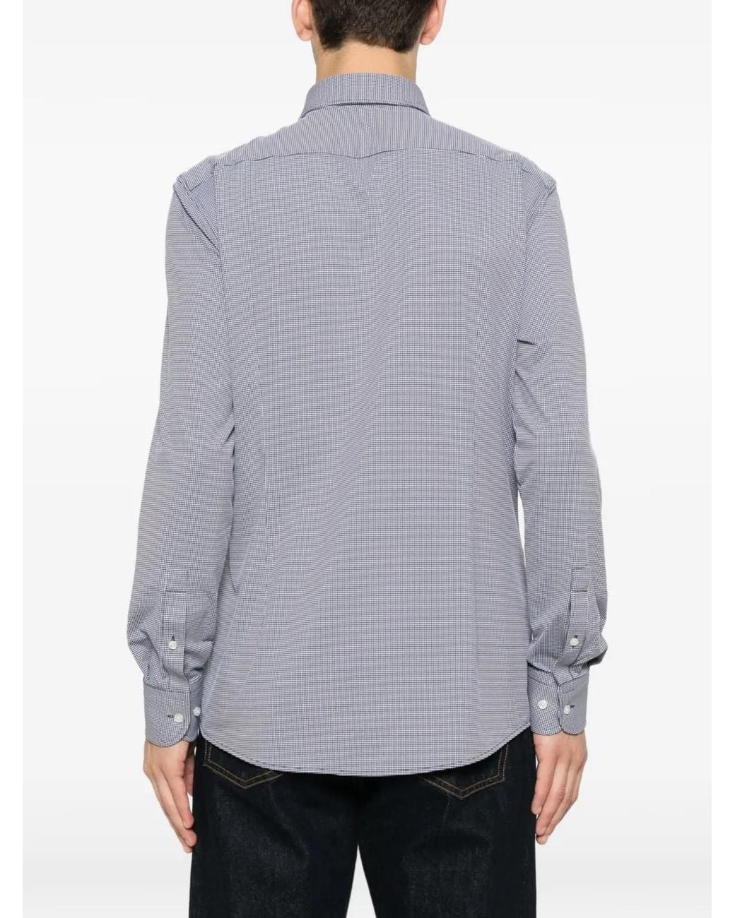 Boss Gray Geometric-Print Long-Sleeve Shirt for men