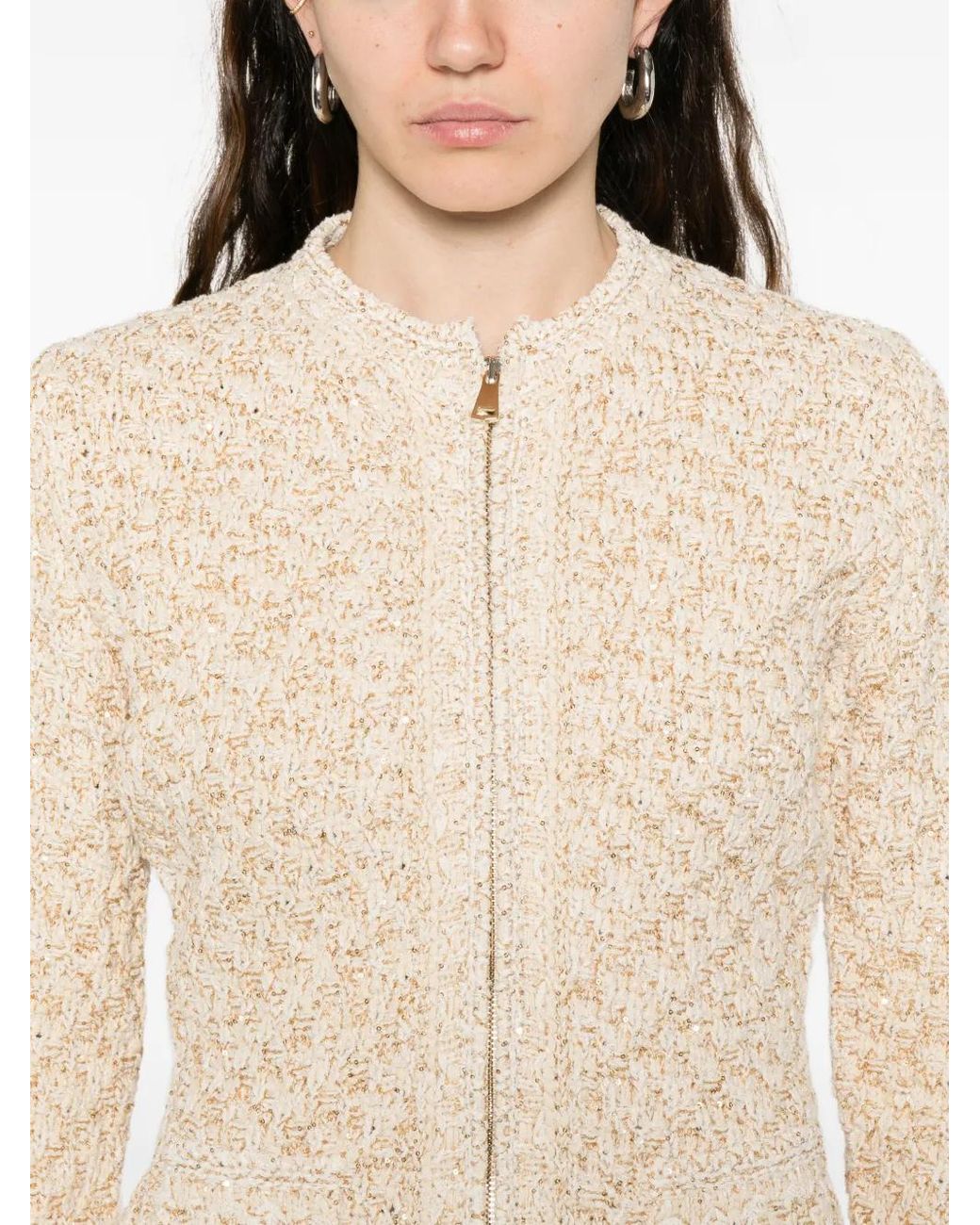 Fabiana Filippi Natural Zip-Up Fitted Jacket