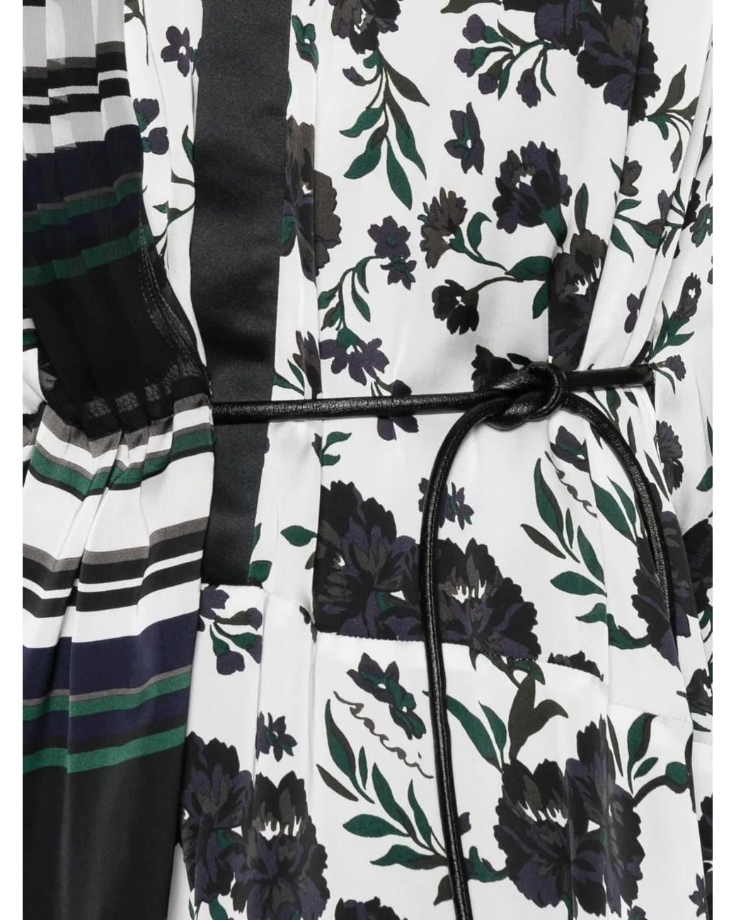 Sacai White Floral-Print Midi Dress