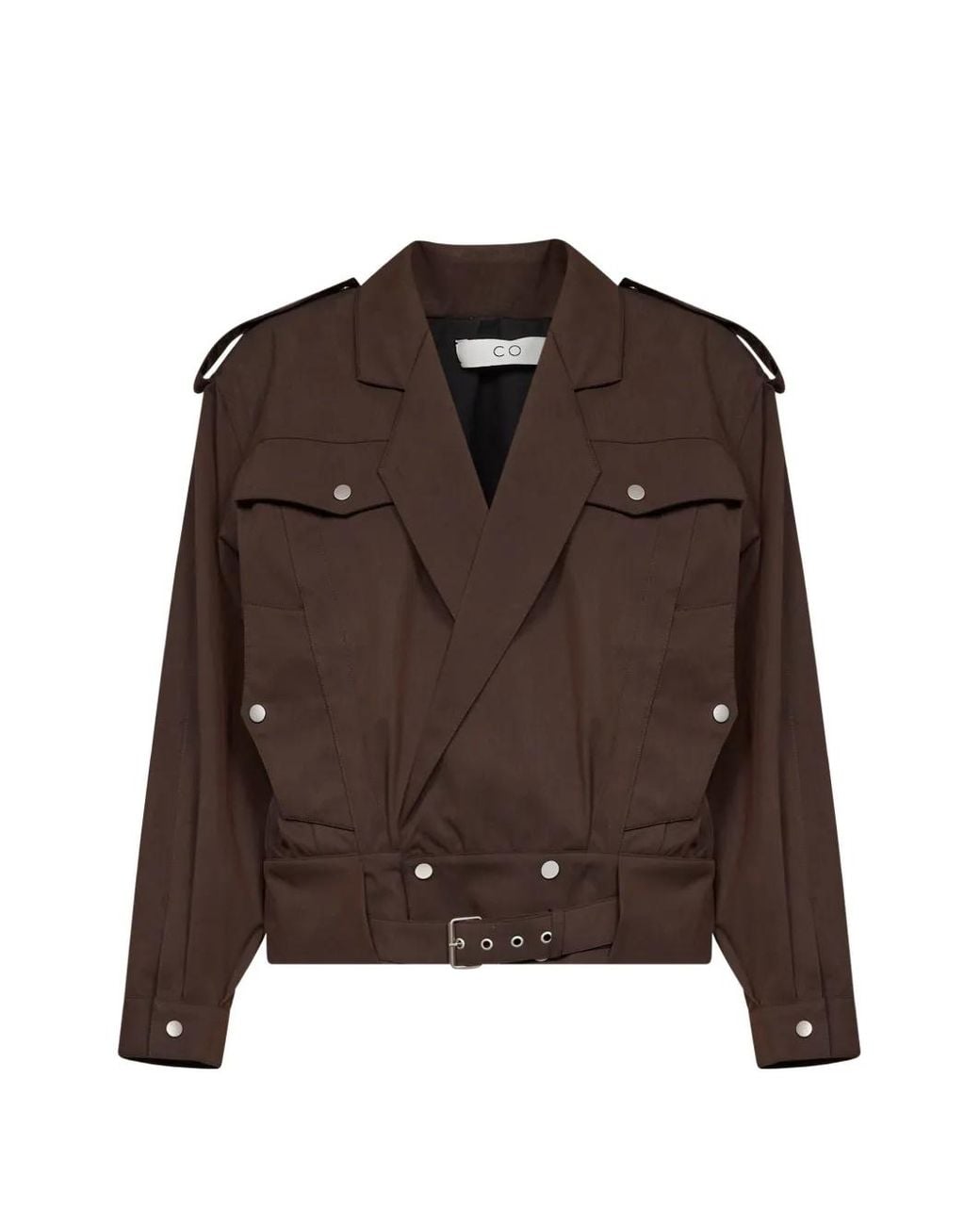 Co. Brown Veste Ceinturée À Boutonnière Croisée