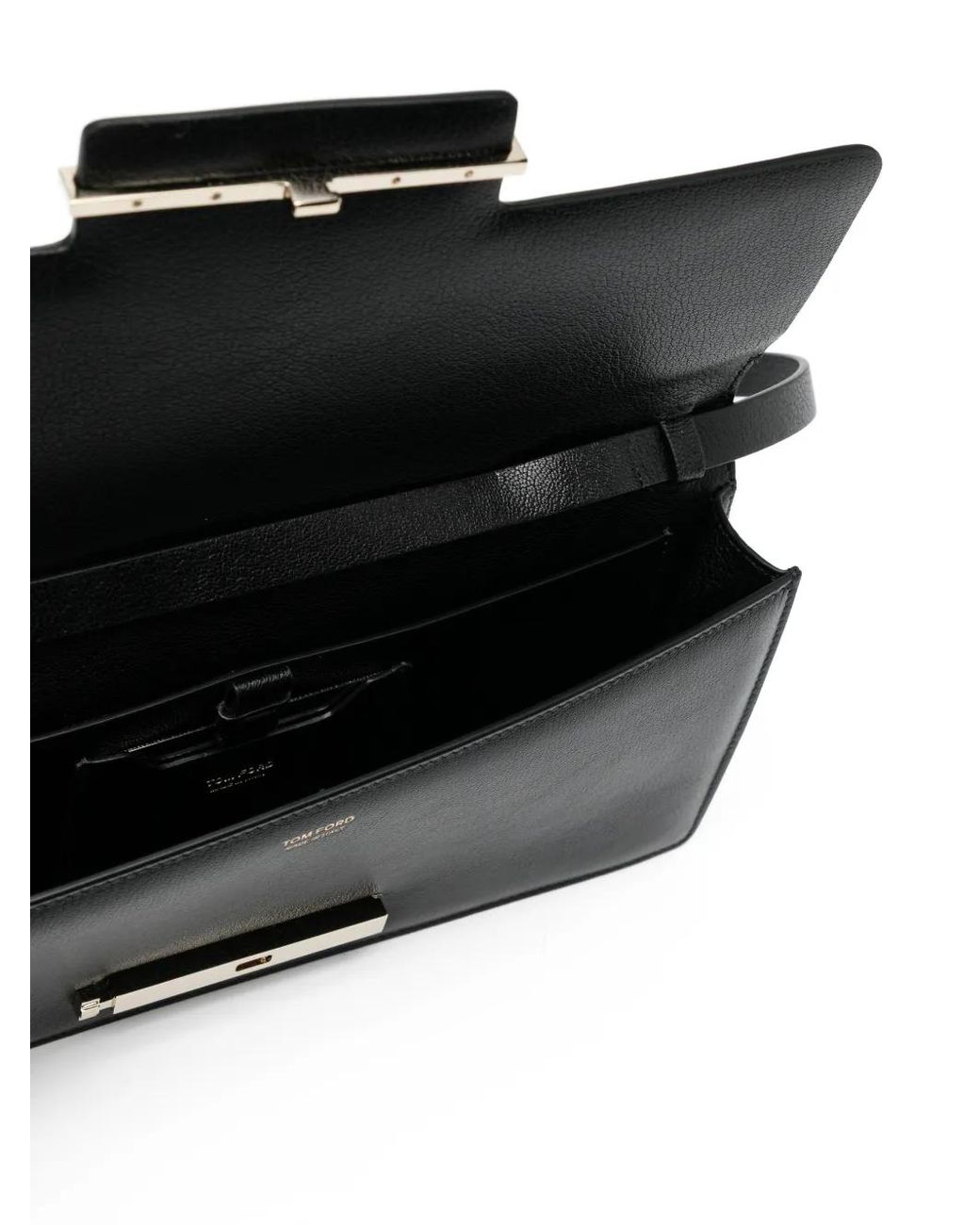 Tom Ford Black Supple Grain Leather Aube E/W Shoulder Bag