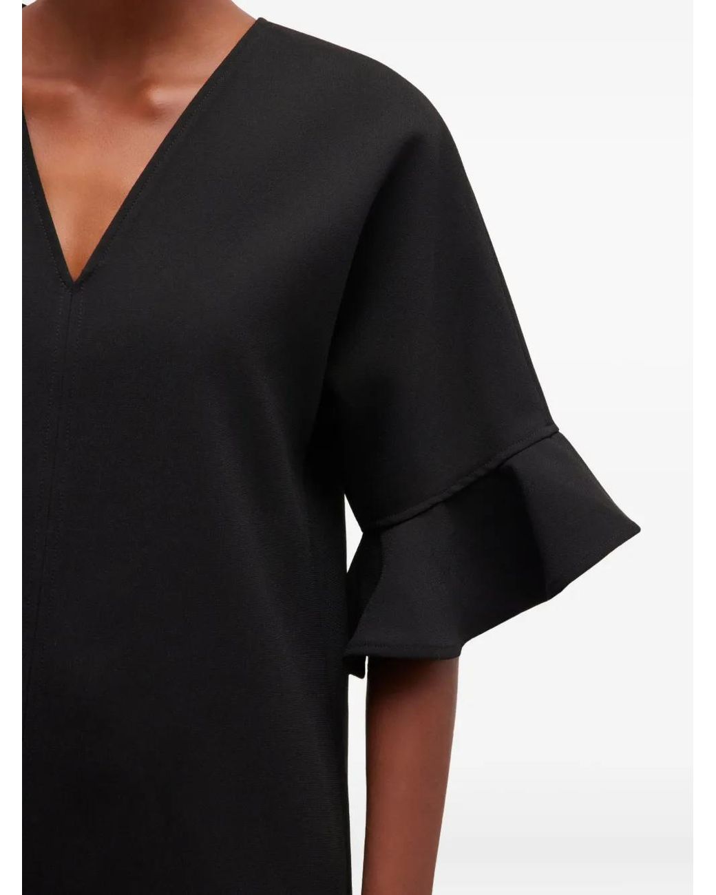 Ganni Black Mini Ruffled Dress