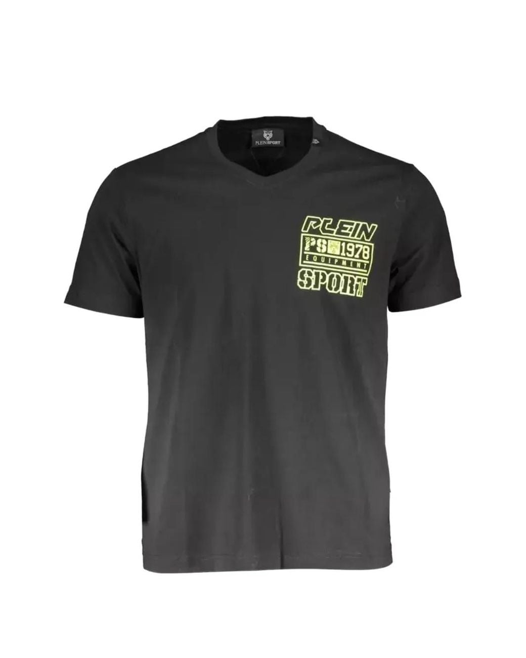 Philipp Plein Black Logo-Print V-Neck Cotton T-Shirt for men