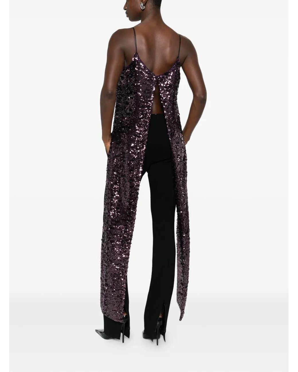 Rabanne Purple Sequinned Sleeveless Top