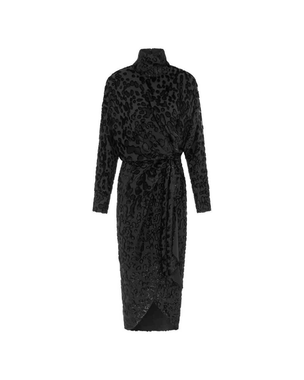 16Arlington Black Resia Devoré-Effect Midi Dress