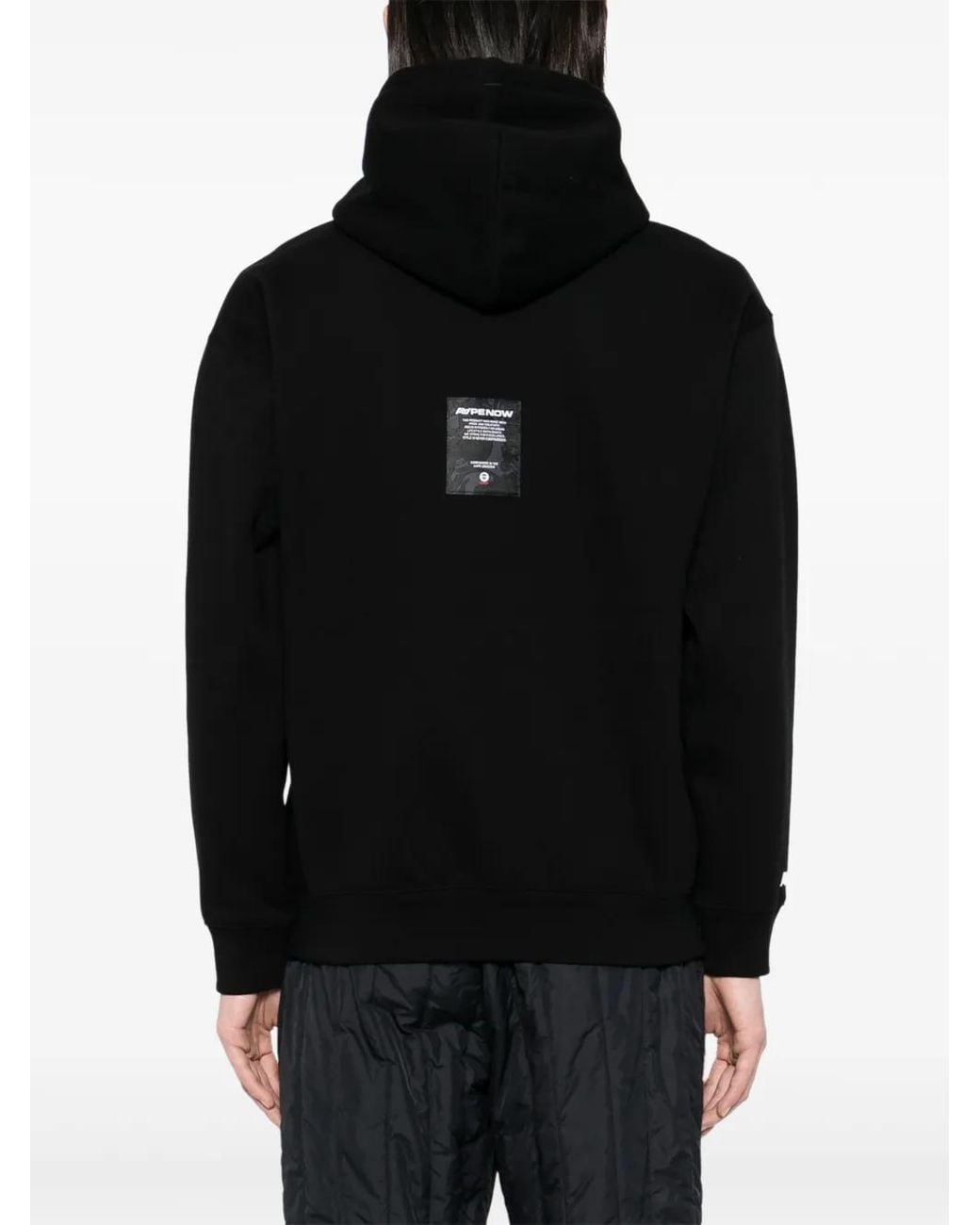 Aape By A Bathing Ape Black Logo Patched Hooded Jacket for men