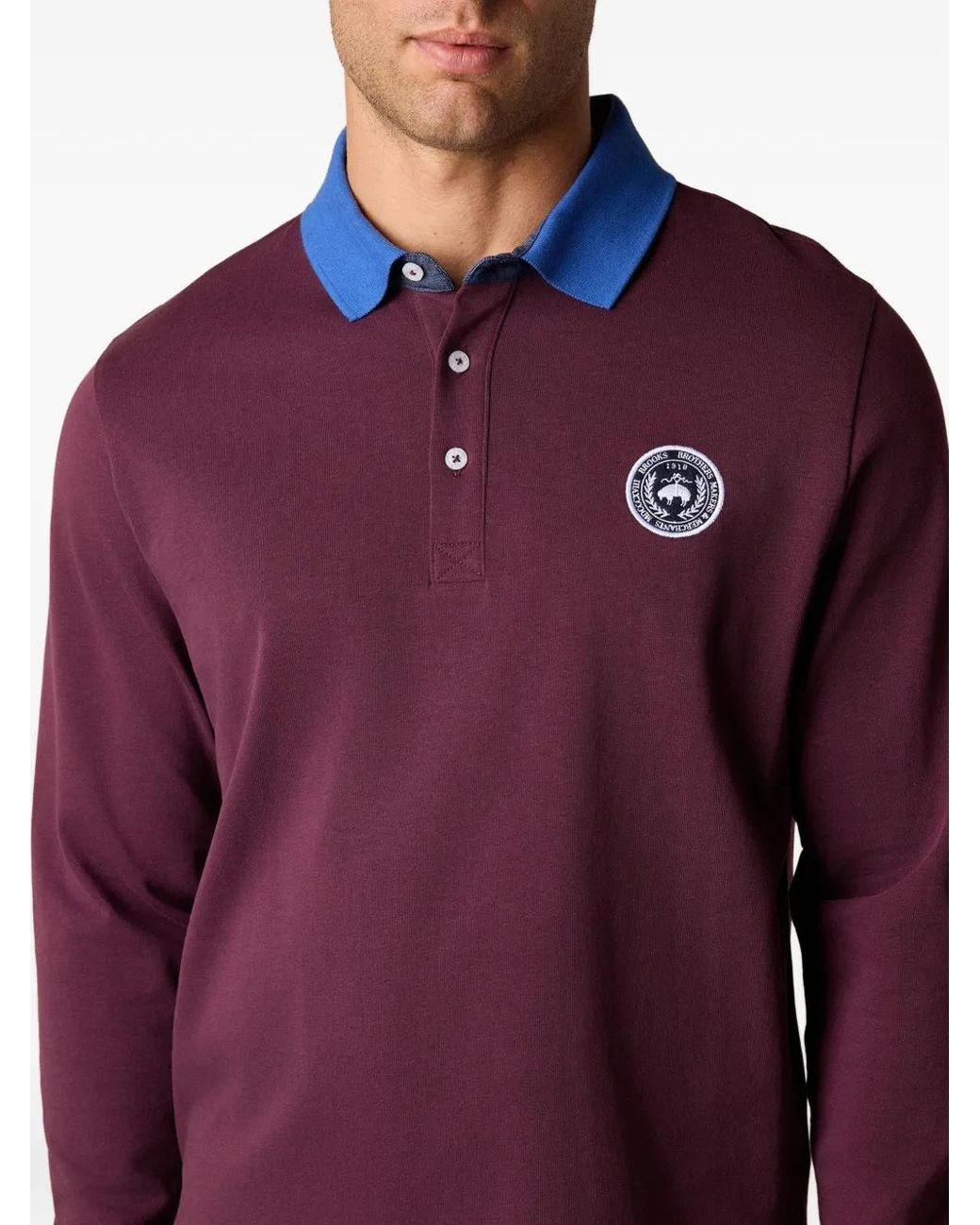 Brooks Brothers Purple Logo-Embroidered Cotton Polo Shirt for men